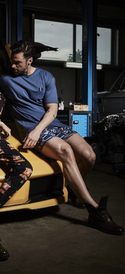 Cornette 326/191 Barber Piżama męska krótki rękaw, spodenki jeans