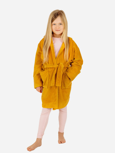 Bamboo Szlafrok dziecięcy bambusowy ByShelly - musztardowy