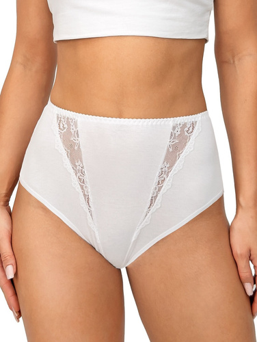 Figi 238 Donna białe– bawełniane figi damskie z koronkowymi wstawkami