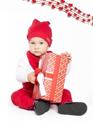 163202 Komplet czapka, body, apaszka i spodnie "Walentynki" Nicol