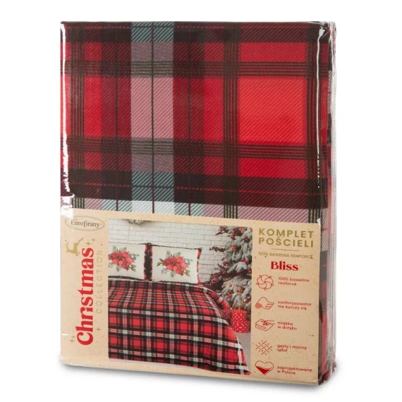 Bliss Pościel świąteczna kratka gwiazda betlejemska Eurofirany czerwony