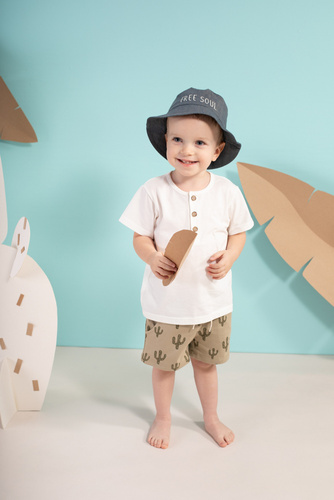 Free Soul T-shirt polo z guzikami Pinokio - ecru