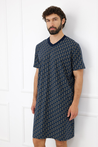 Koszula Nocna Męska Italian Fashion Broken 100% Bawełna Krótki Rękaw