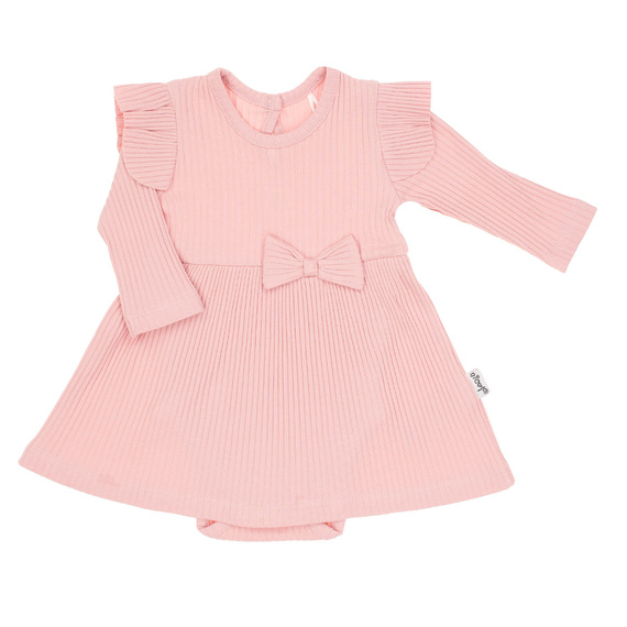 213160 Nelly Sukienko-body z długim rękawem Nicol - różowy