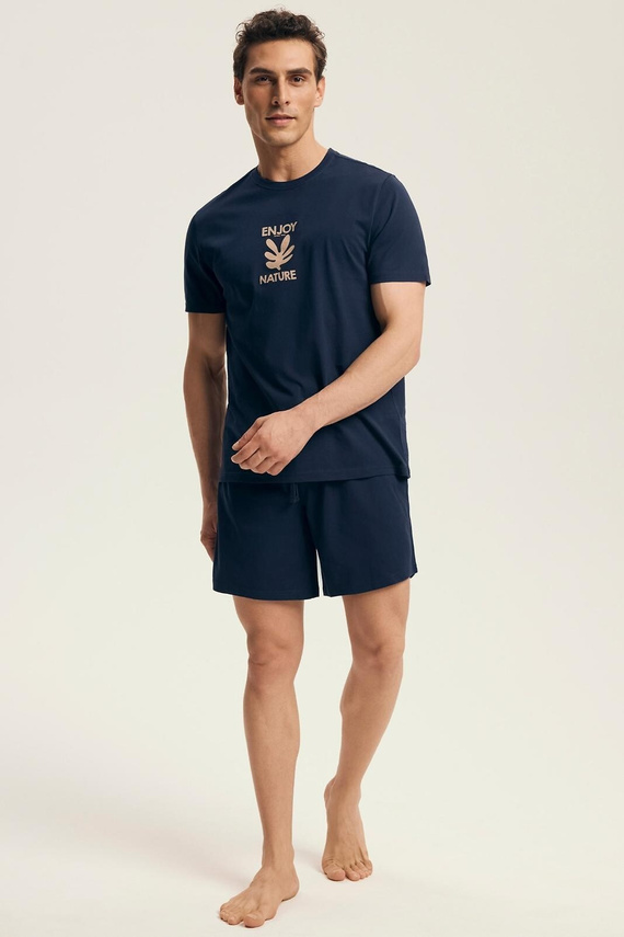 Piżama męska Core 43462 Legend Henderson granatowa– bawełna, krótki rękaw, w pudełku