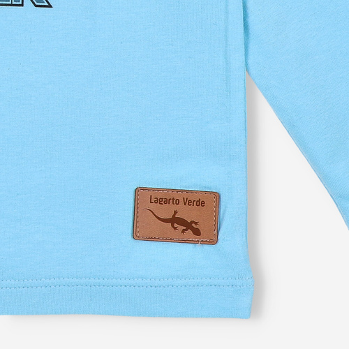 KAR-1014 Bluzka chłopięca z długim rękawem Lagarto Verde niebieska– bawełna z elastanem, polska produkcja