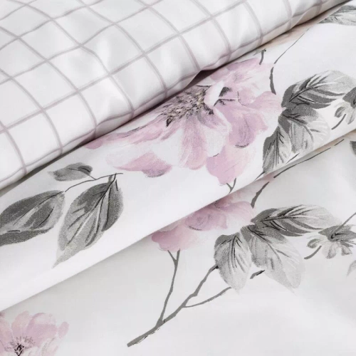 Spring 31 Kwiaty pościel satynowa Eurofirany biały/fioletowy