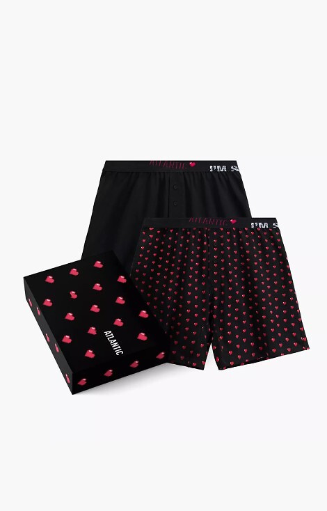 2GMB-011 Bokserki męskie Atlantic – bawełniane, print w serca, 2-pak