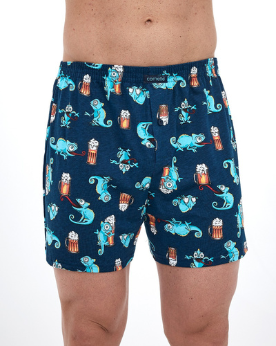 001/175 011/175 Bokserki męskie Cornette Classic Leon – bawełniane, wygodne, z zabawnym nadrukiem granatowy