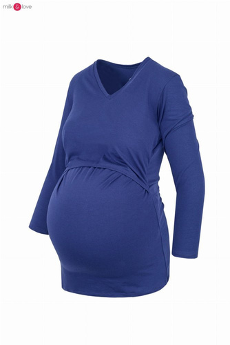 Bluzka do karmienia i ciążowa z dekoltem w serek Milk Shirt granatowa