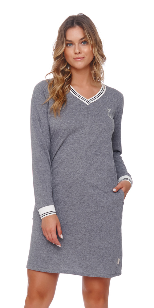 4534 Doctor Nap – Bawełniana koszula nocna z kieszeniami | 100% bawełna, polska produkcja - dark grey
