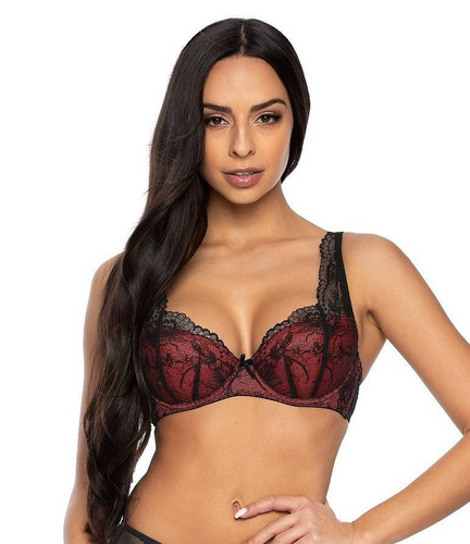 M-3530/22 Percy Biustonosz Full Cup Usztywniany Mat czarny czerwony