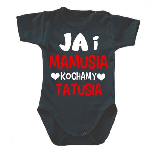 "JA i mamusia kochamy tatusia" Body krótki rękaw Moocha czarny