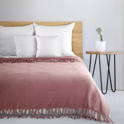 Emma Koc narzuta z frędzlami Eurofirany pudrowy