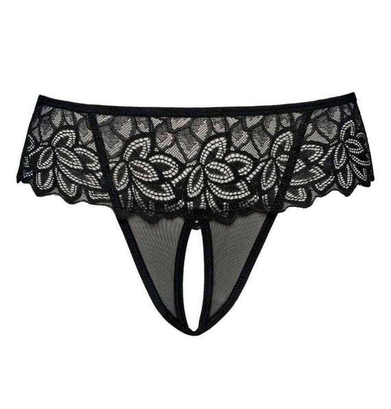 380-2 Rosu Stringi z otwartym krokiem 2 pack Teyli - black-white