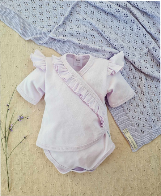 362F Calinka Body rozpinane z krótkim rękawem Marija - jasny fiolet