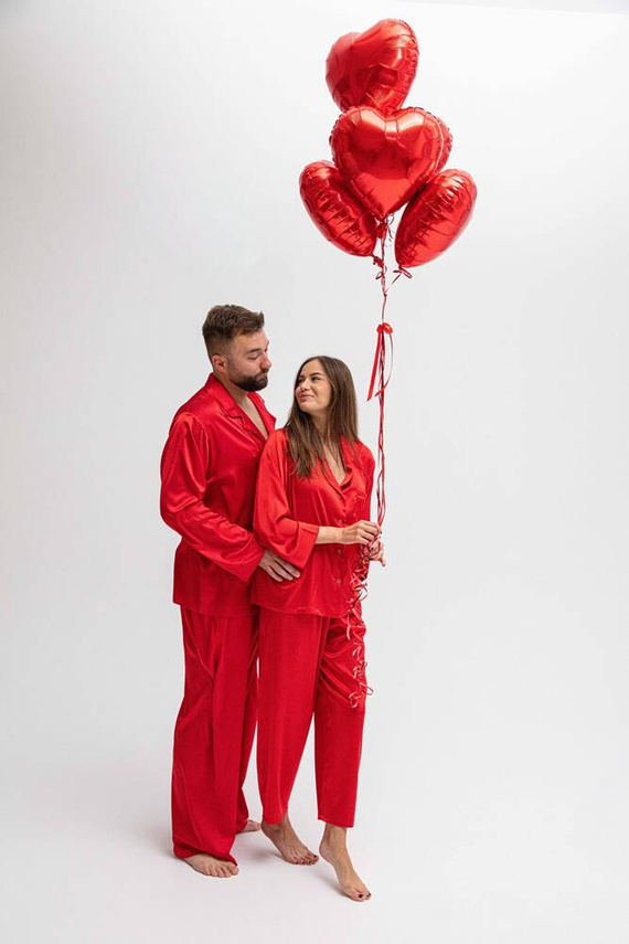 Amina satynowy komplet damski DKaren - czerwony