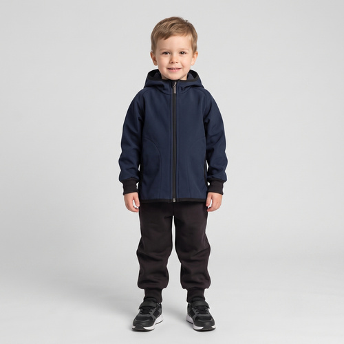 229004 Nicol Kurtka softshell chłopięca polar kaptur odblask- granatowa