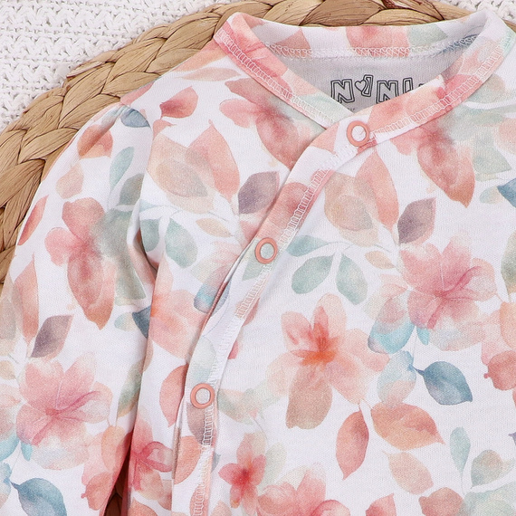 ABN-5411 Kolorowe Kwiatki Body kopertowe z długim rękawem Nini 