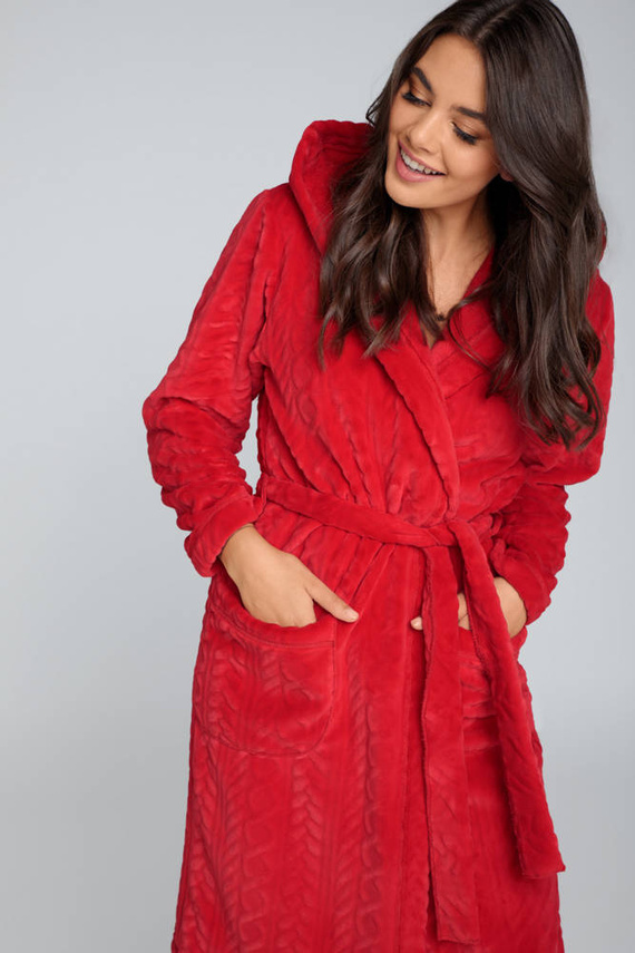 Zala Szlafrok damski polarowy Italian Fashion - czerwony 