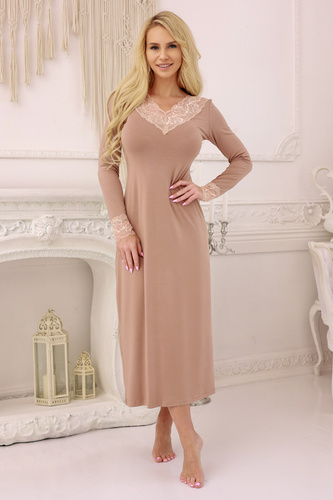 Ceylon Halka Kalimo – koszula nocna damska latte, elegancka bielizna nocna