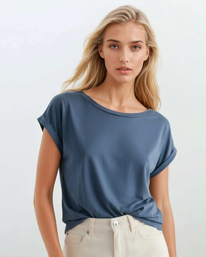 Koszulka Norilla Eldar 95% bawełna luźna łódka krótki rękaw granatowa