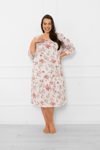 Koszula nocna damska Betula – bawełna, rękaw 3/4, kwiatowy motyw Italian Fashion
