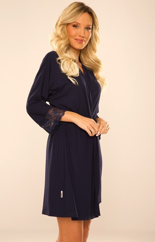 342 Fanny Szlafrok damski Krótki De Lafense - granatowy