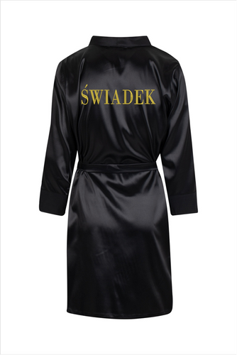 Świadek Szlafrok męski satynowy ByShelly - czarny/złoty