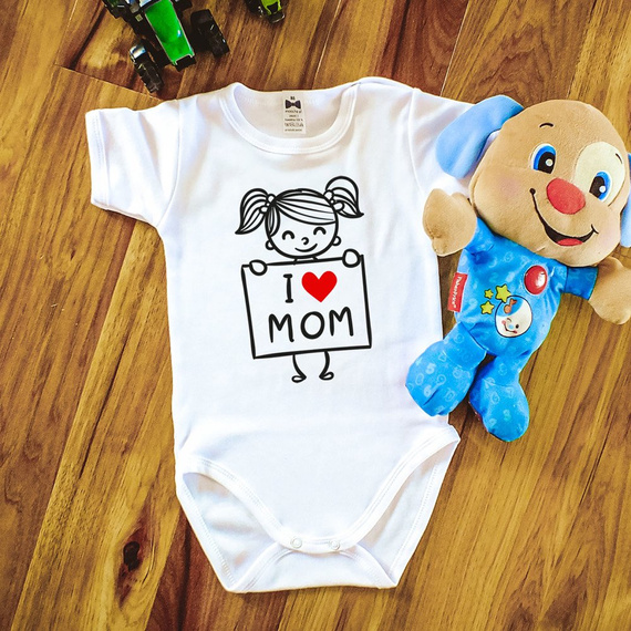 Body krótki rękaw "I LOVE MOM" Moocha biały