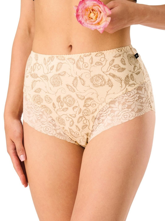 Figi LPF 599 Key beżowy-mocca maxi bikini - Wysoka jakość bawełny, komfort i elegancja