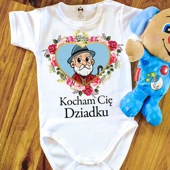 SKU N069 "Kocham Cię Dziadku" Body krótki rękaw Moocha biały