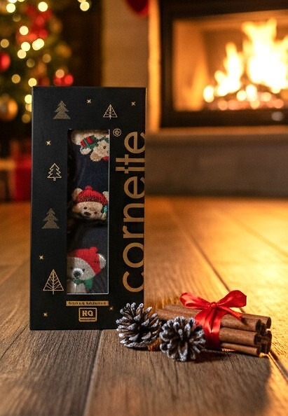 914/02 Cornette komplet męski Świąteczny Teddy– bokserki i skarpety, bawełniane