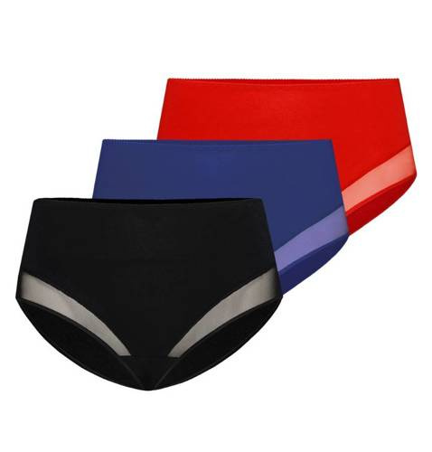 1123-3 Filly 3-Pak Figi z wysokim stanem Teyli - czarny/jeans/czerwony