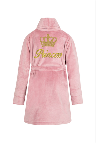 Princess + korona Szlafrok dziecięcy polarowy ByShelly - brudny róż/złoty