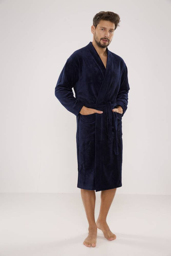 391 Hugo szlafrok męski De lafense - granatowy