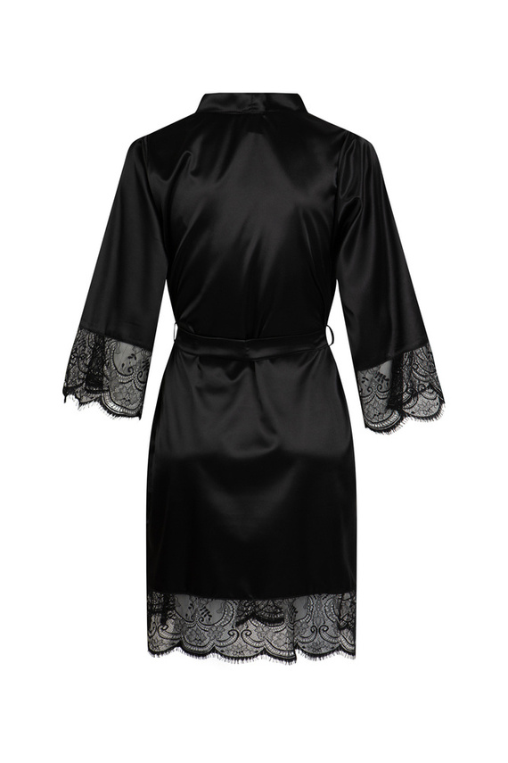 Gloria Szlafrok damski z koronką ByShelly - czarny