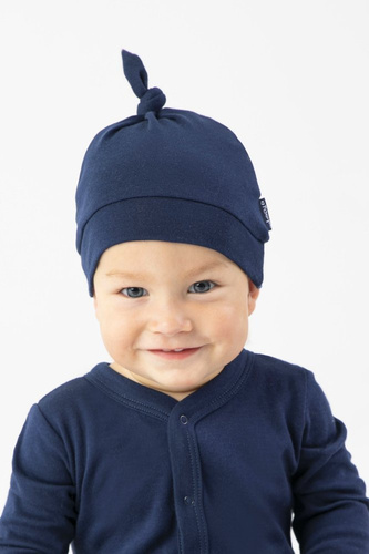 052 Czapeczka niemowlęca z węzełkiem "Basic" Nicol - granatowy