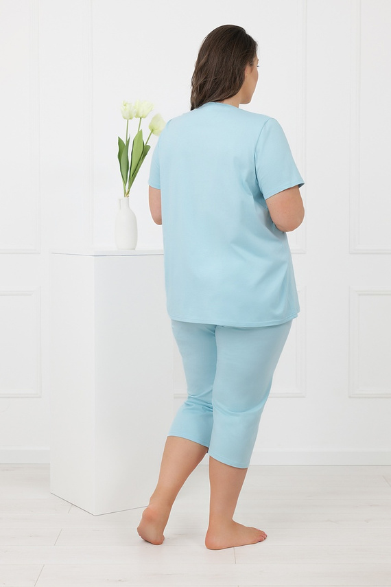 Hemaria Italian Fashion piżama damska bawełniana 3/4 plus size-turkusowa