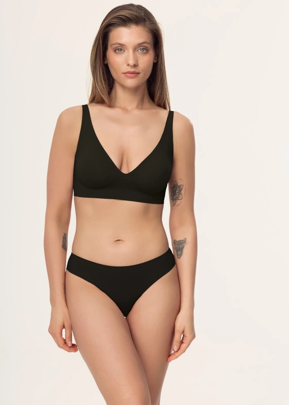 Biustonosz Silvia L070 Mefemi bez fiszbin bezszwowy modelujący second skin-czarny