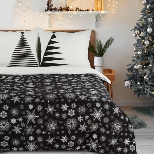 Isla Pościel świąteczna śnieżynki Eurofirany czarny/biały