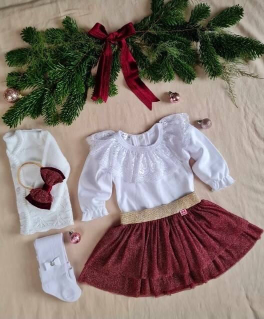 M726T Spódniczka z tiulu Marija - bordowy