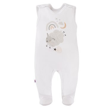 Mellow Śpiochy niemowlęce z nadrukiem Ewa Klucze- biały