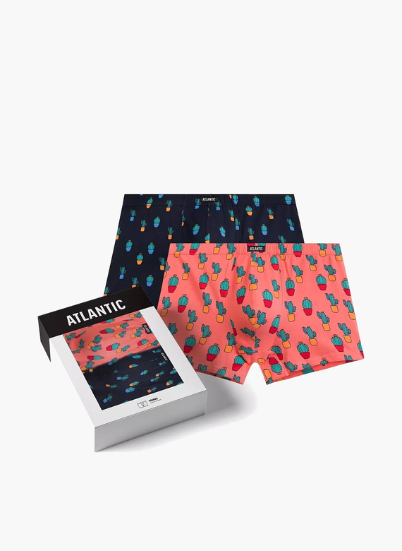 2MHH-005  Bokserki męskie Atlantic - granatowy-koralowy
