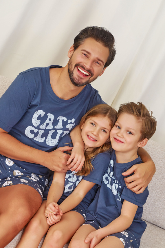 7205 "Cat club" Piżama dziecięca Unisex Doctor Nap - deep blue