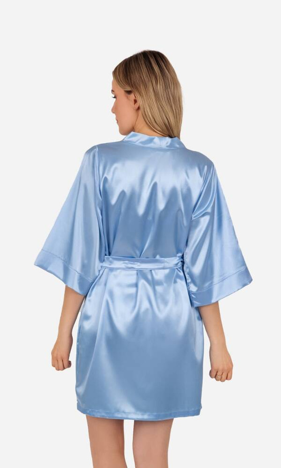 Vesna Szlafrok damski satynowy ByShelly - błękitny