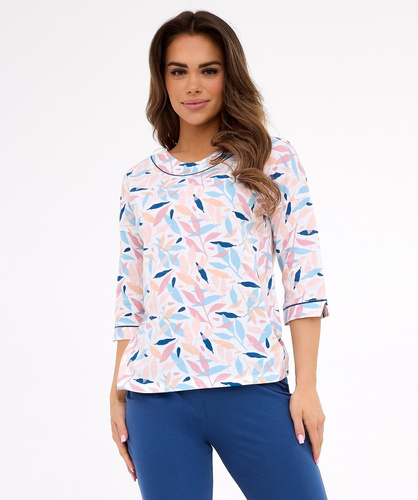 Amelia 732/452 Piżama damska Cornette nibieski – bawełna, rękaw 3/4, wygoda i styl