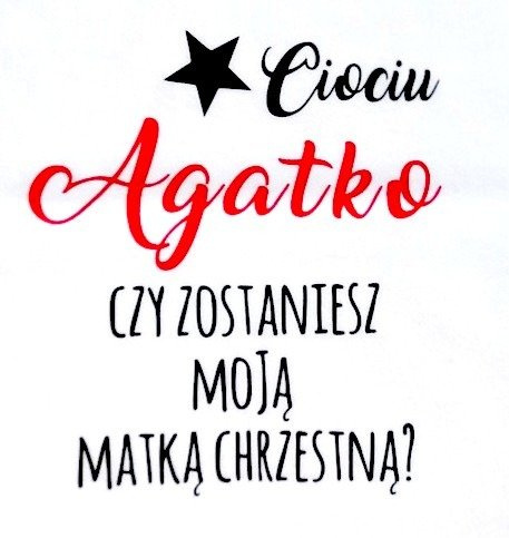 Body krótki rękaw "Ciociu Agatko czy zostaniesz moją matką chrzestną?" Moocha białe