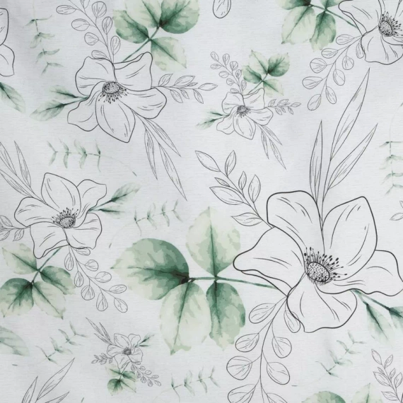 Spring 28 Kwiaty pościel satynowa Eurofirany biały/zielony