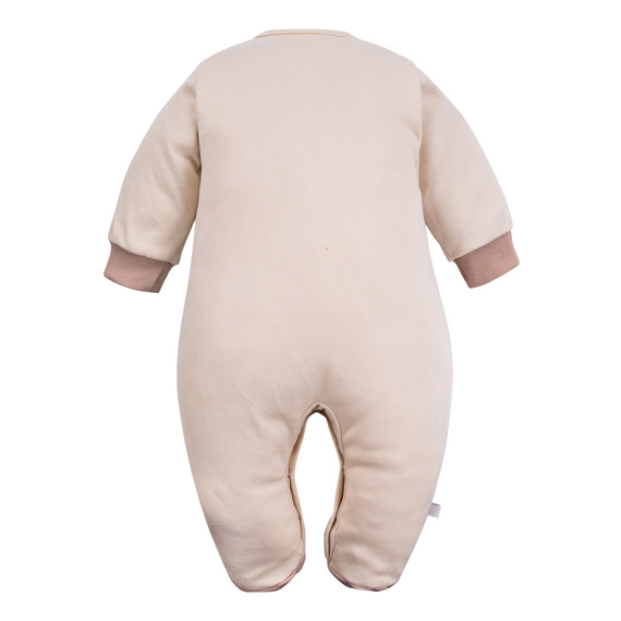 Beary Cool Pajac niemowlęcy Eevi - ecru, bawełna, haft misia, ze stópkami